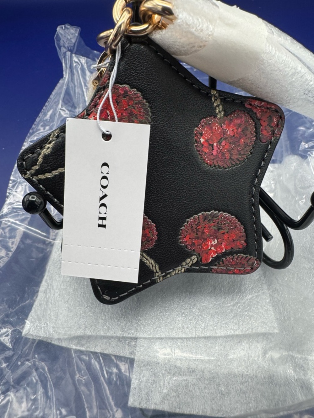 COACH Black Star Coin Case with Red Sequin Cherry Accents - Picture 2 of 4